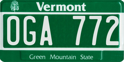 VT license plate OGA772