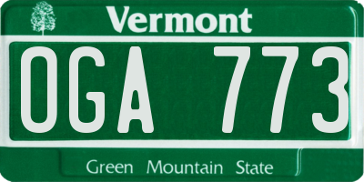 VT license plate OGA773