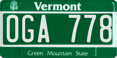 VT license plate OGA778