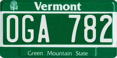 VT license plate OGA782