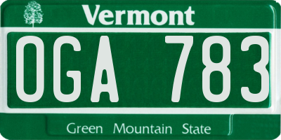 VT license plate OGA783