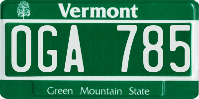 VT license plate OGA785