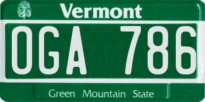 VT license plate OGA786