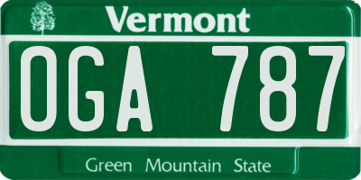 VT license plate OGA787