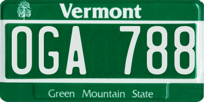 VT license plate OGA788