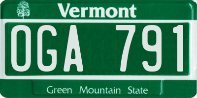 VT license plate OGA791