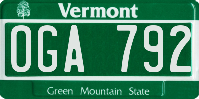 VT license plate OGA792