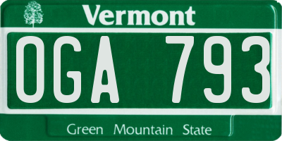 VT license plate OGA793