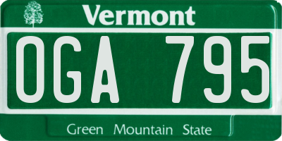 VT license plate OGA795