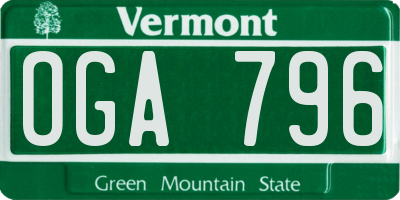 VT license plate OGA796