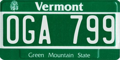 VT license plate OGA799