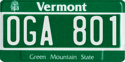 VT license plate OGA801