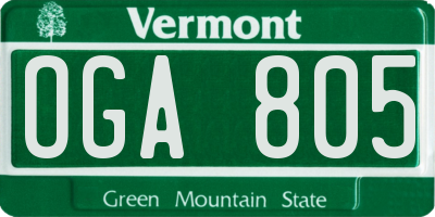 VT license plate OGA805