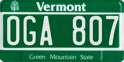 VT license plate OGA807