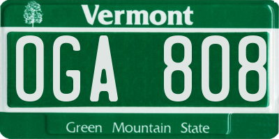 VT license plate OGA808
