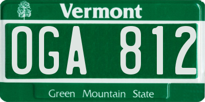 VT license plate OGA812