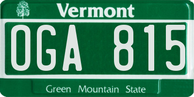 VT license plate OGA815