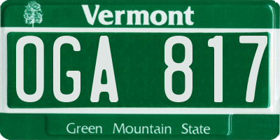 VT license plate OGA817