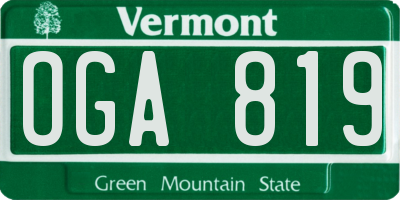 VT license plate OGA819