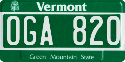 VT license plate OGA820