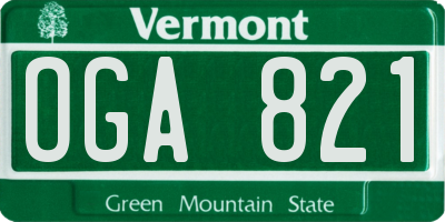 VT license plate OGA821