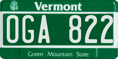 VT license plate OGA822