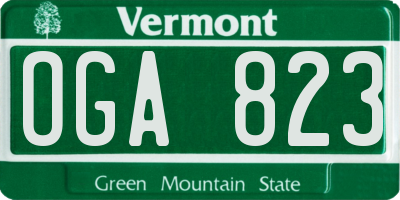 VT license plate OGA823