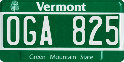VT license plate OGA825