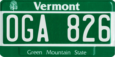 VT license plate OGA826