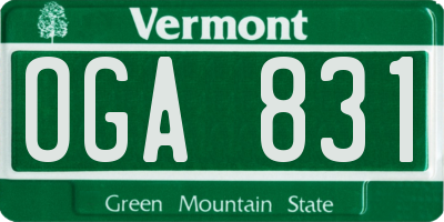VT license plate OGA831