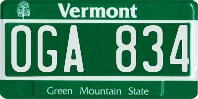 VT license plate OGA834