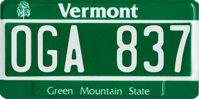 VT license plate OGA837