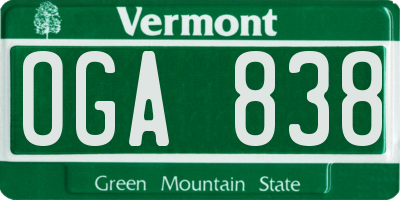 VT license plate OGA838