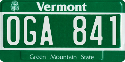 VT license plate OGA841