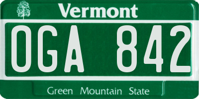 VT license plate OGA842