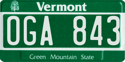 VT license plate OGA843