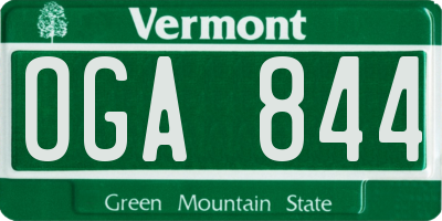 VT license plate OGA844
