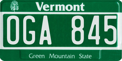 VT license plate OGA845