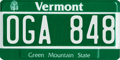 VT license plate OGA848