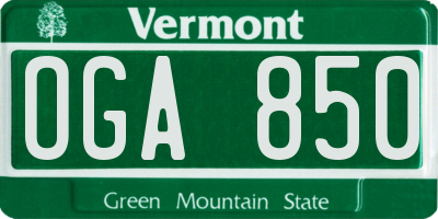 VT license plate OGA850