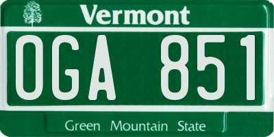 VT license plate OGA851