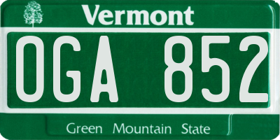 VT license plate OGA852