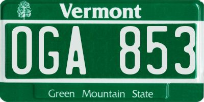 VT license plate OGA853