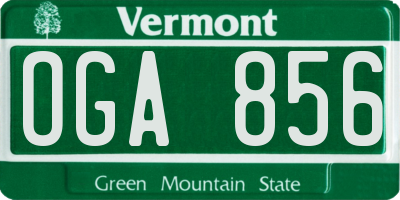 VT license plate OGA856
