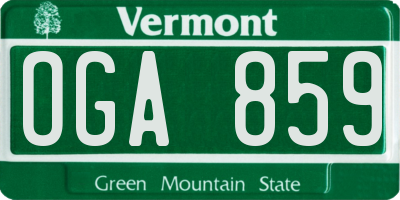 VT license plate OGA859