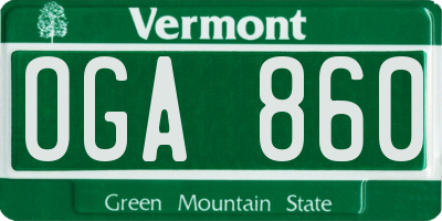 VT license plate OGA860