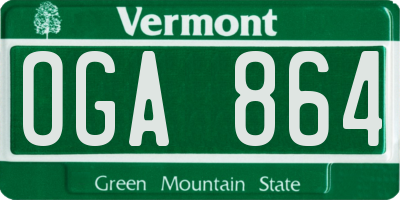 VT license plate OGA864