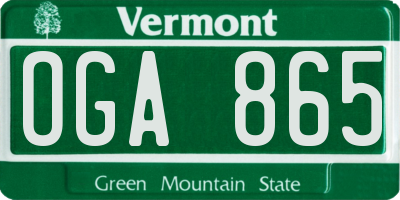 VT license plate OGA865