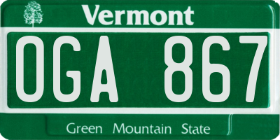 VT license plate OGA867