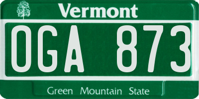 VT license plate OGA873